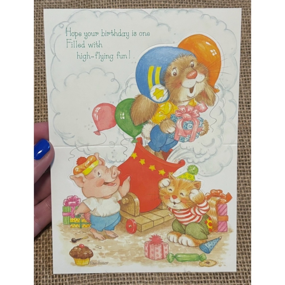 Vintage Current Pam Peltier Pop Up Pals Birthday Card Animals Cannonball Whimsy
